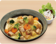 ローストチキンと冬野菜のパスタ